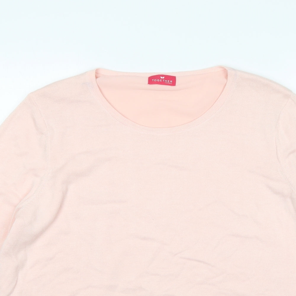 Together  Womens Pink Round Neck  Viscose Pullover Jumper Size L