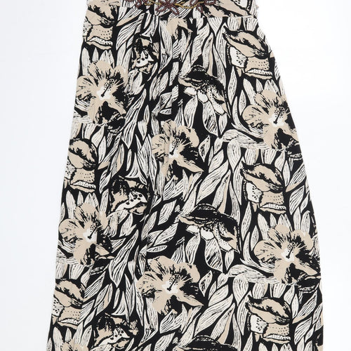 Debenhams Womens Brown Floral Cotton Maxi  Size 12  V-Neck