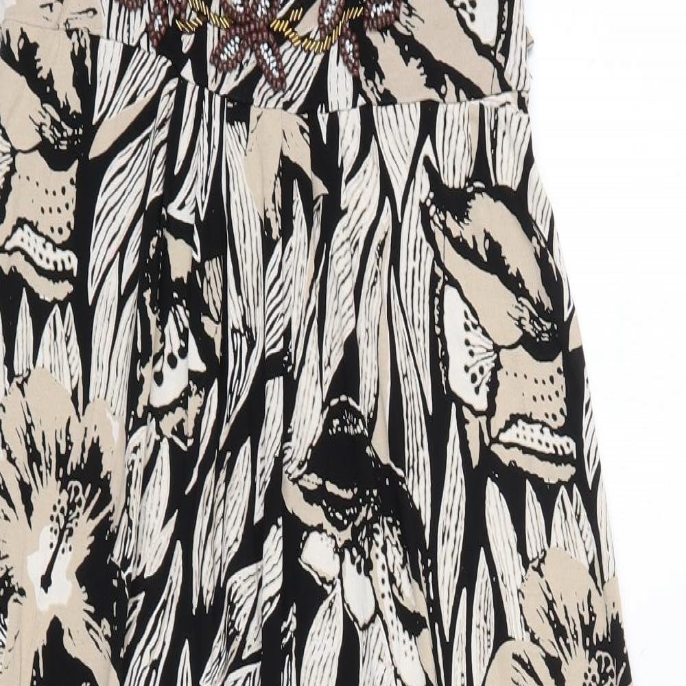 Debenhams Womens Brown Floral Cotton Maxi  Size 12  V-Neck