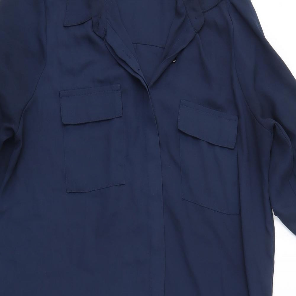 Dorothy Perkins Womens Blue  Polyester Shirt Dress  Size 14  Collared