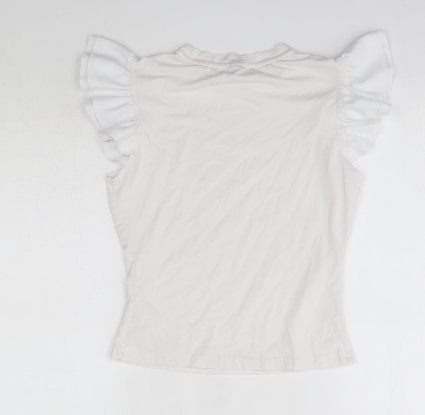 SheIn Womens White  Polyester Basic T-Shirt Size XS Round Neck