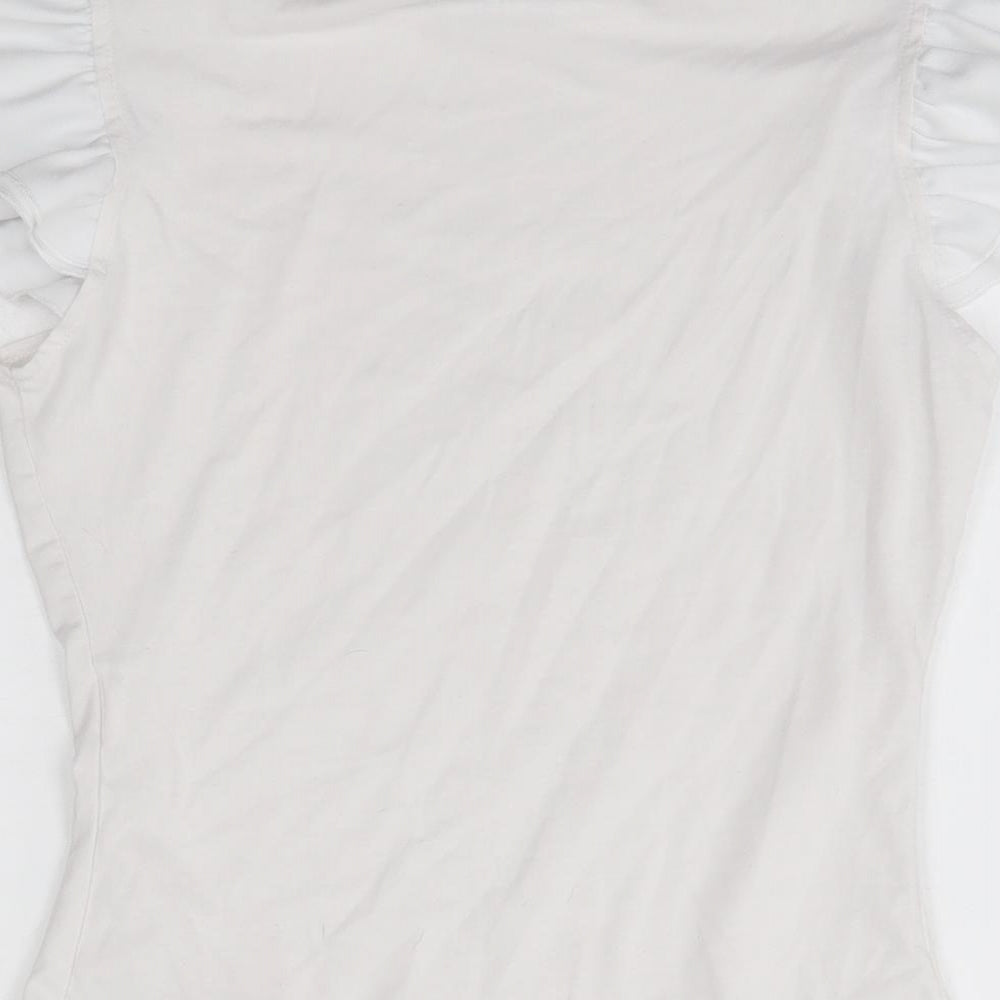 SheIn Womens White  Polyester Basic T-Shirt Size XS Round Neck