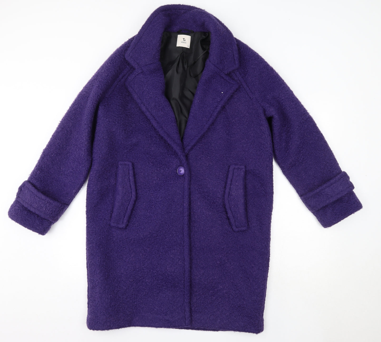 TU Womens Purple   Overcoat Coat Size 14