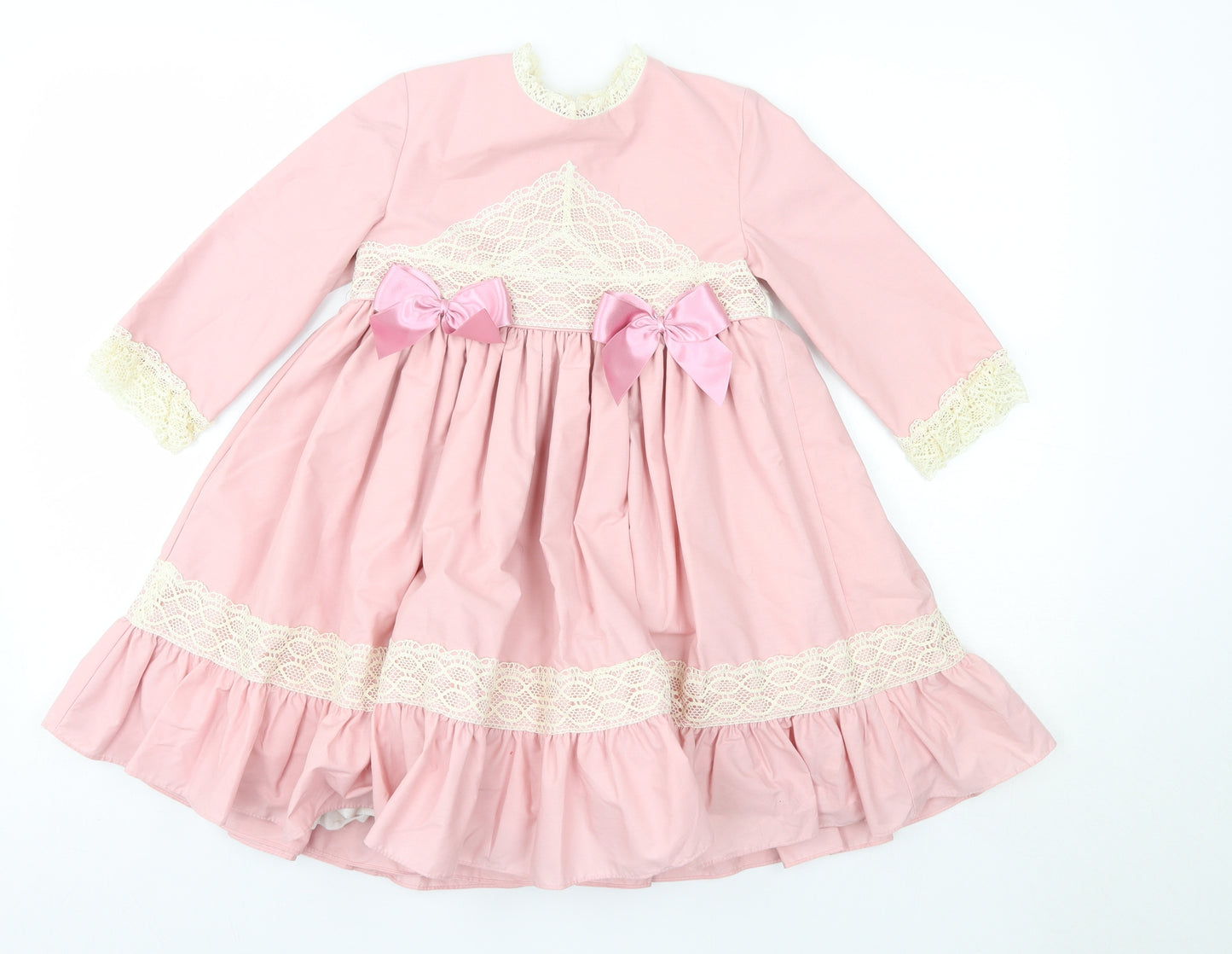 Miranda Girls Pink  Polyester Ball Gown  Size 8 Years  Round Neck