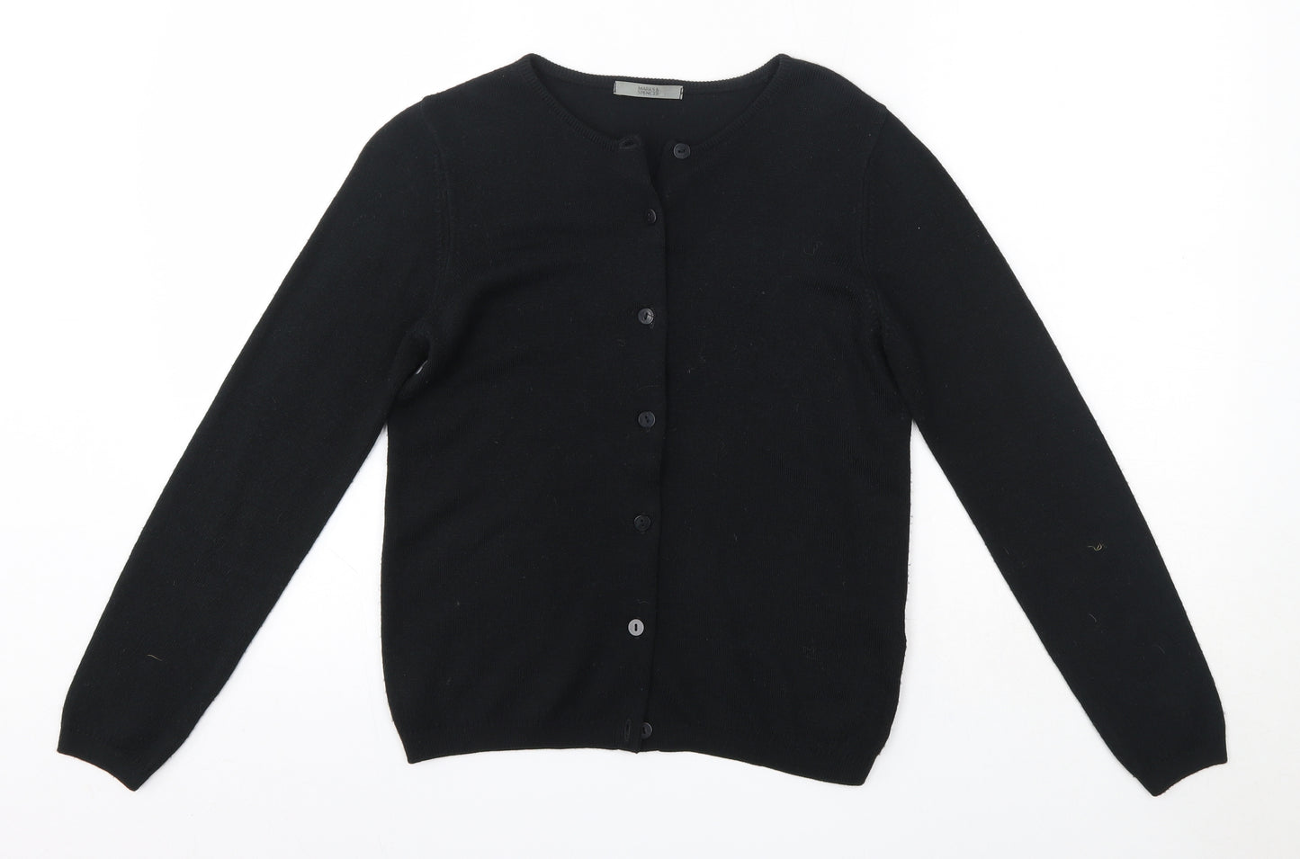 M&S Womens Black Round Neck  Acrylic Cardigan Jumper Size 8