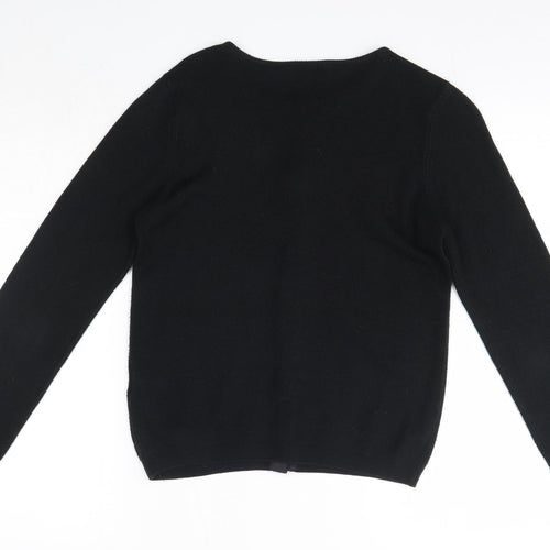 M&S Womens Black Round Neck  Acrylic Cardigan Jumper Size 8