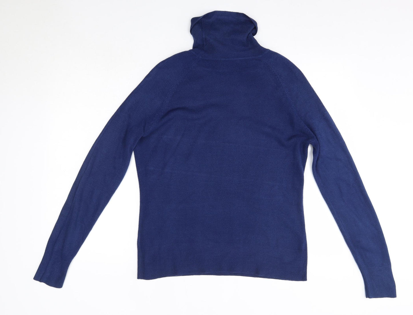 TU Womens Blue High Neck  Acrylic Pullover Jumper Size 14