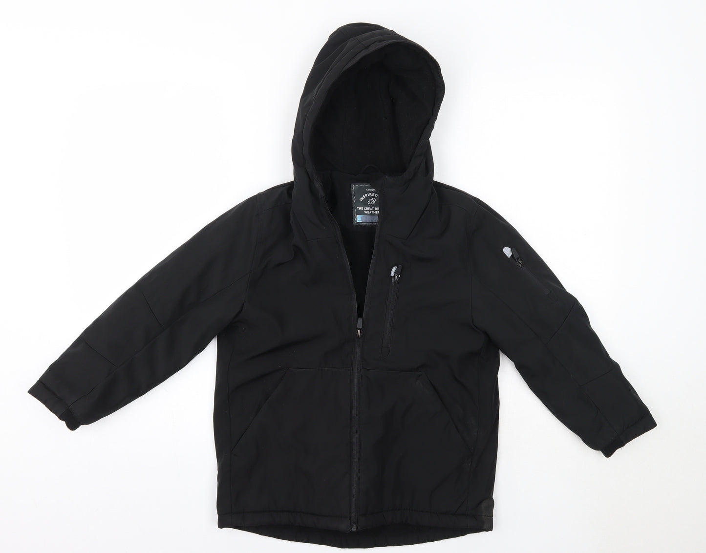 George Boys Black   Overcoat Coat Size 7-8 Years
