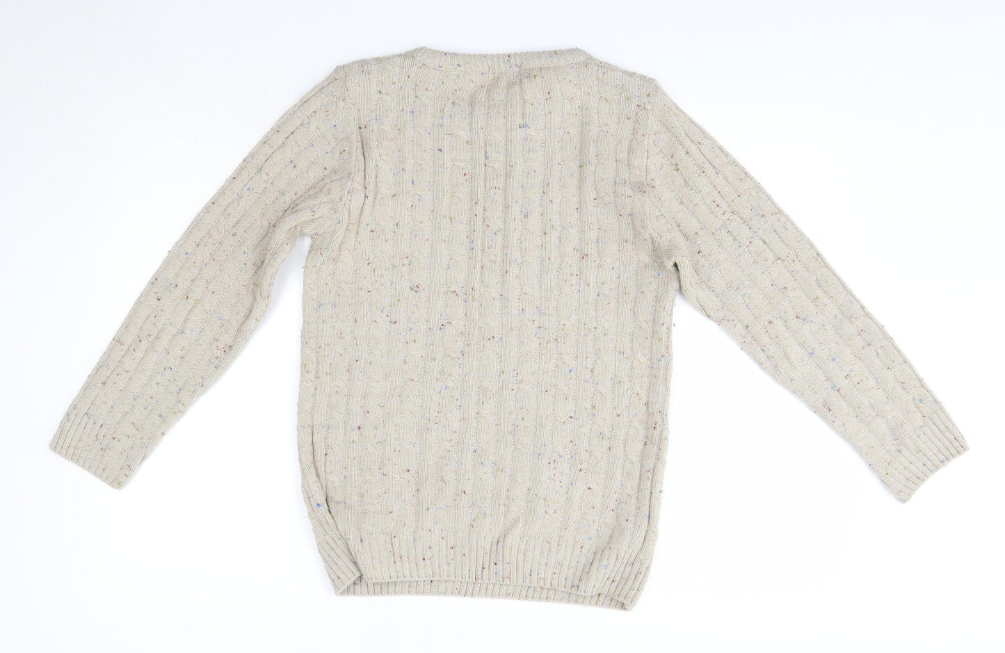 Lady Ice Womens Beige Round Neck  Acrylic Pullover Jumper Size S