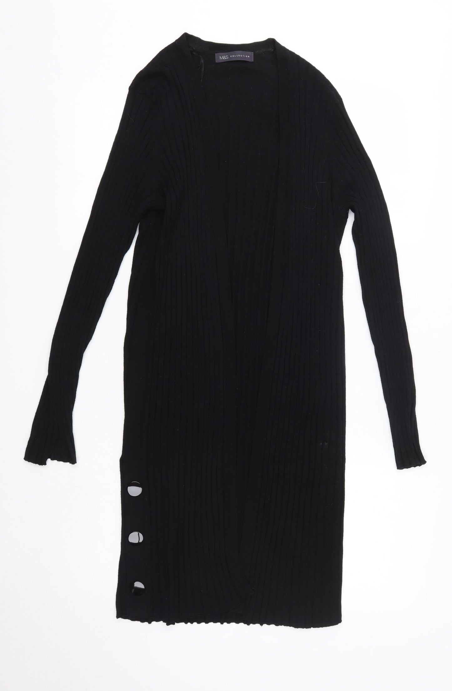 M&S Womens Black V-Neck  Viscose Cardigan Jumper Size S
