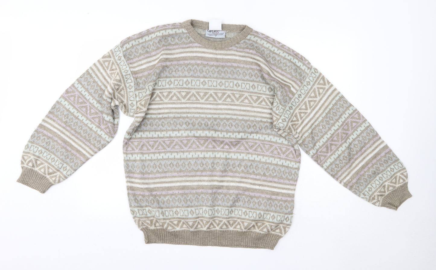 Loving Youth Mens Brown Round Neck  Acrylic Pullover Jumper Size L