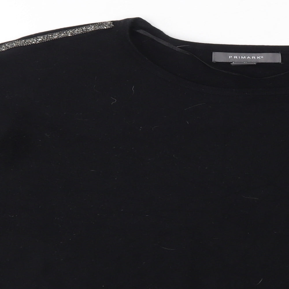Primark Womens Black Round Neck  Viscose Pullover Jumper Size M