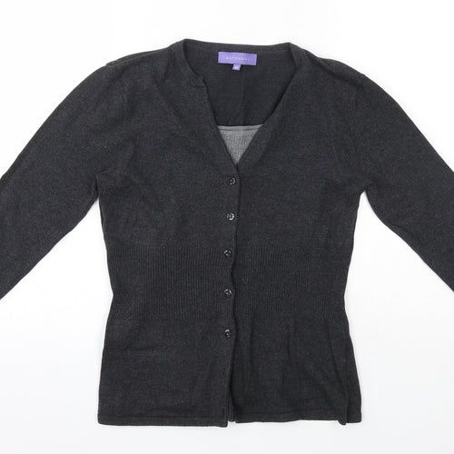 Autonomy Womens Grey Round Neck  Cotton Cardigan Jumper Size 12