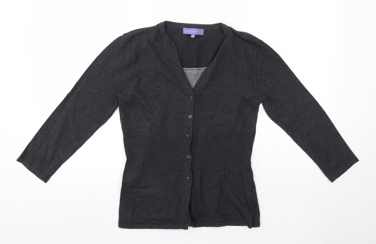 Autonomy Womens Grey Round Neck  Cotton Cardigan Jumper Size 12
