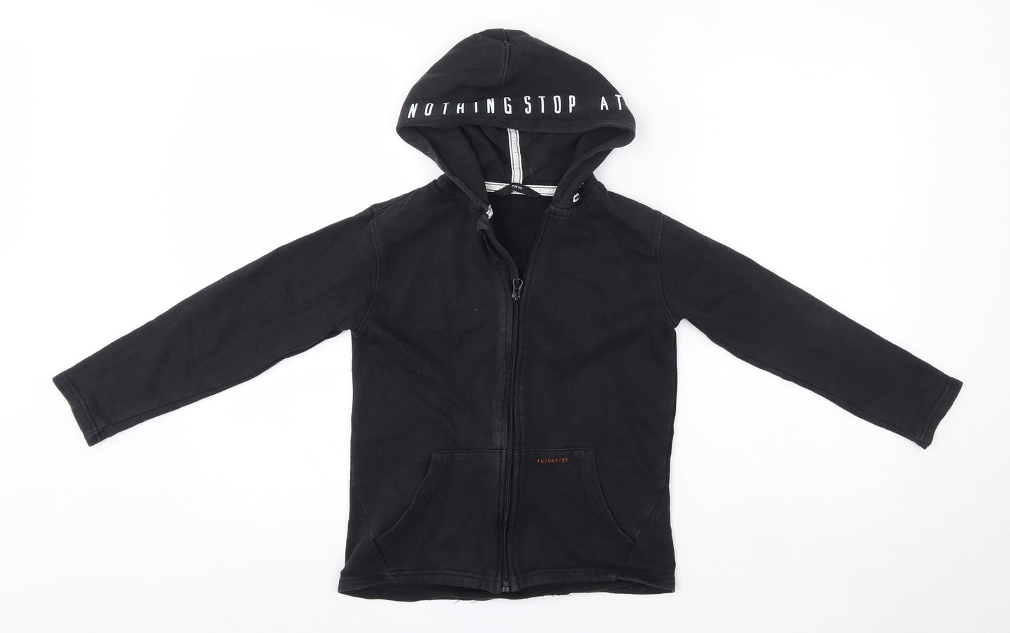George Boys Black  Cotton Full Zip Hoodie Size 8-9 Years