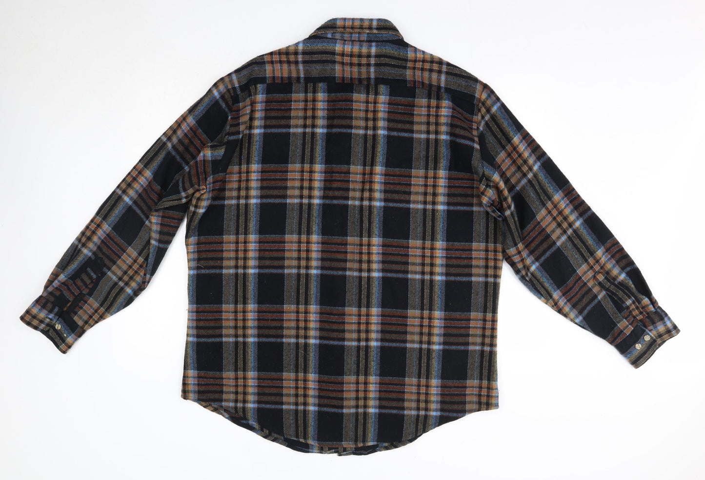 Kastar Mens Brown Check Acrylic  Button-Up Size XL Collared