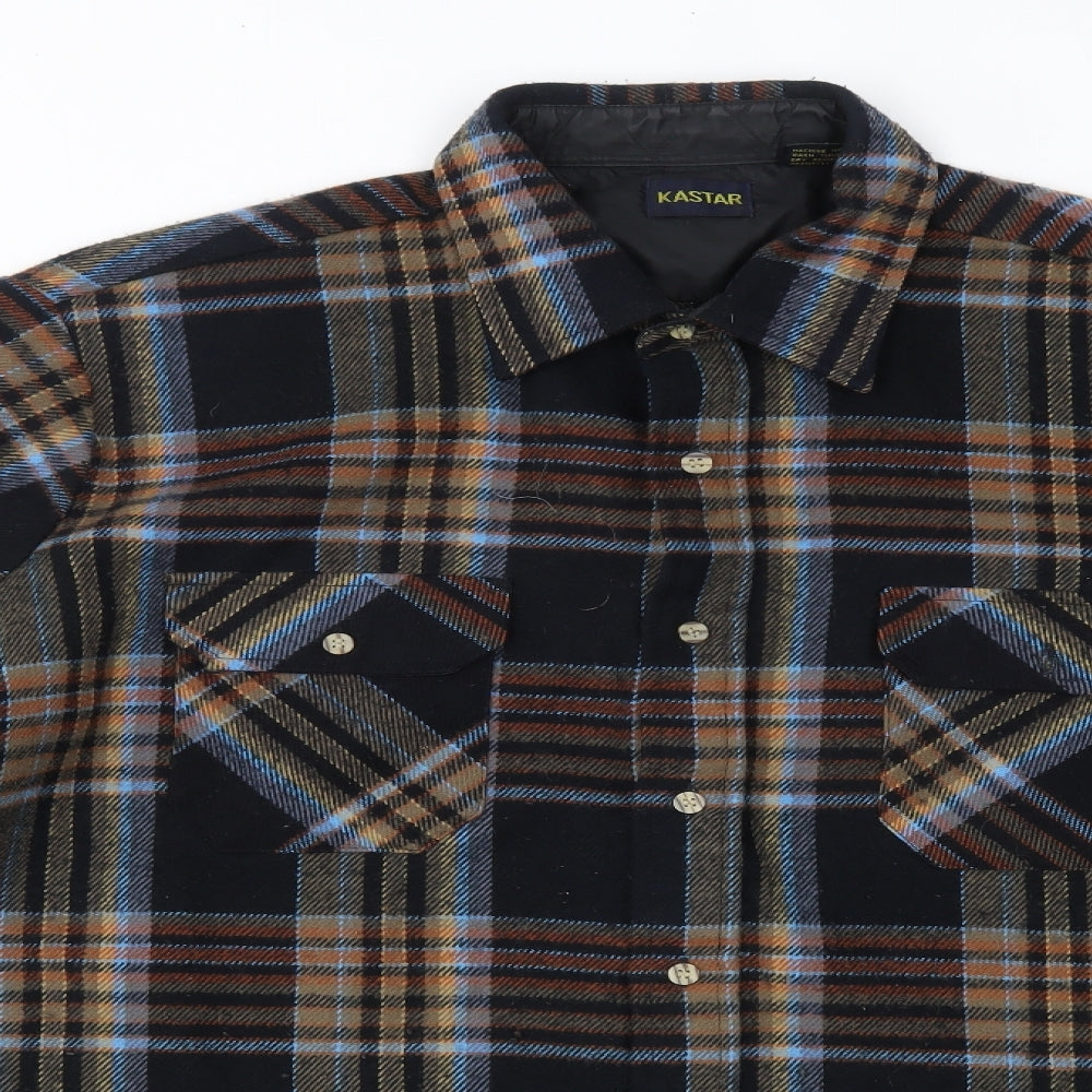 Kastar Mens Brown Check Acrylic  Button-Up Size XL Collared