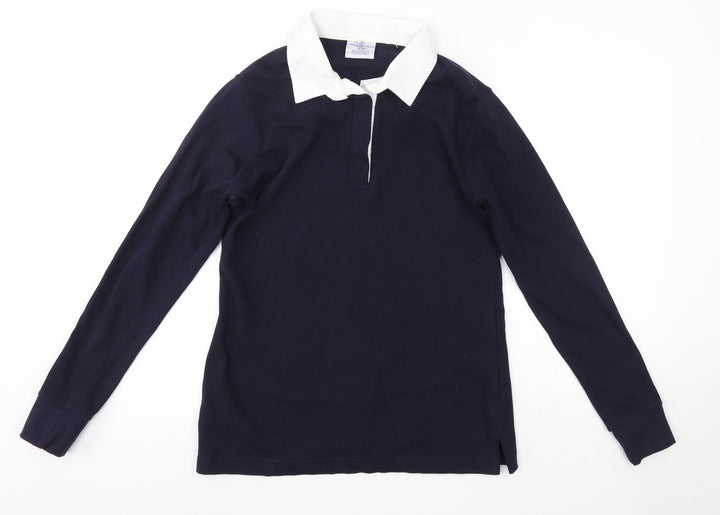 Front Row Womens Blue Collared 100% Cotton Pullover Jumper Size L