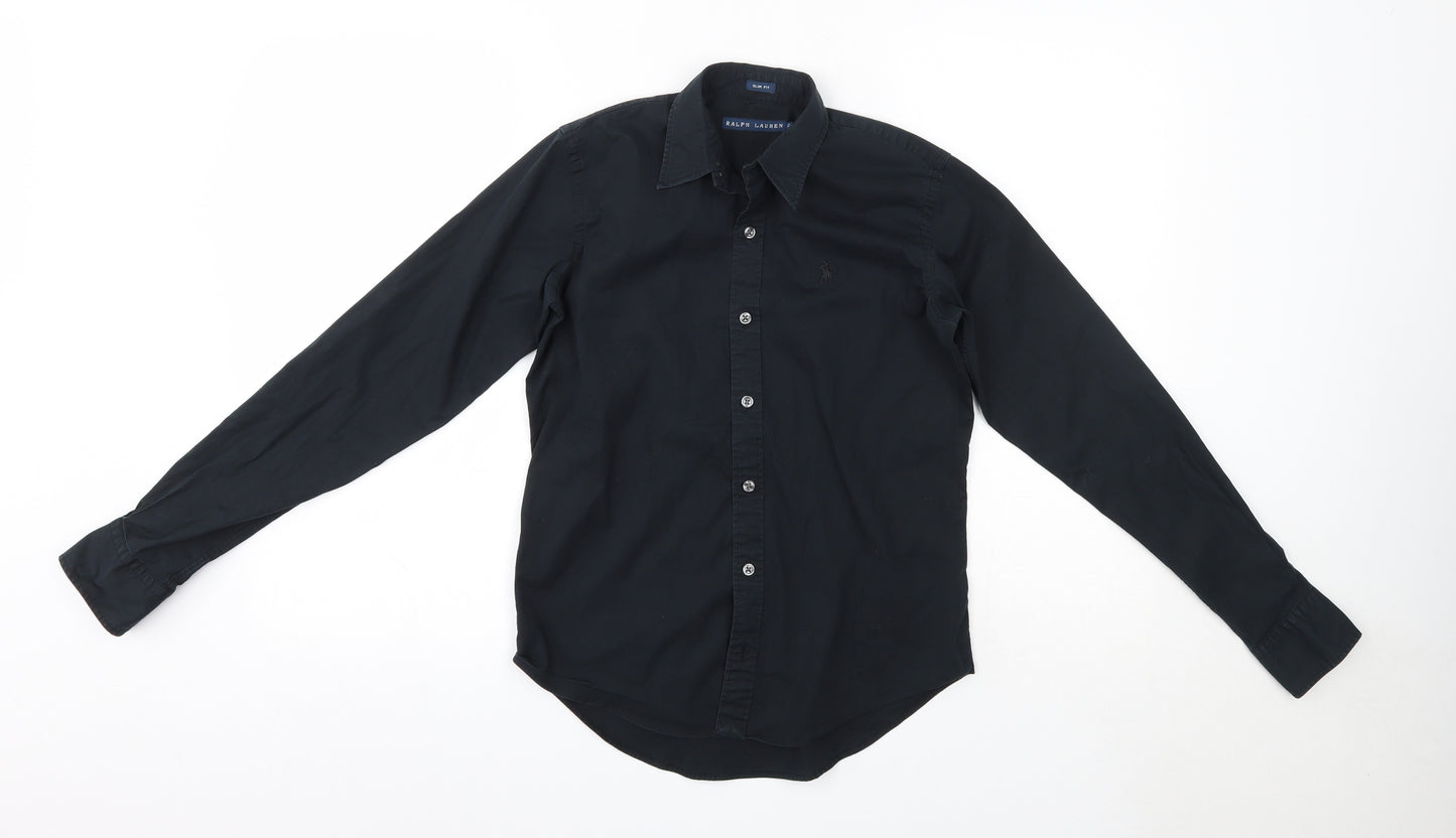 Ralph Lauren Womens Black  Cotton Basic Button-Up Size XS Collared