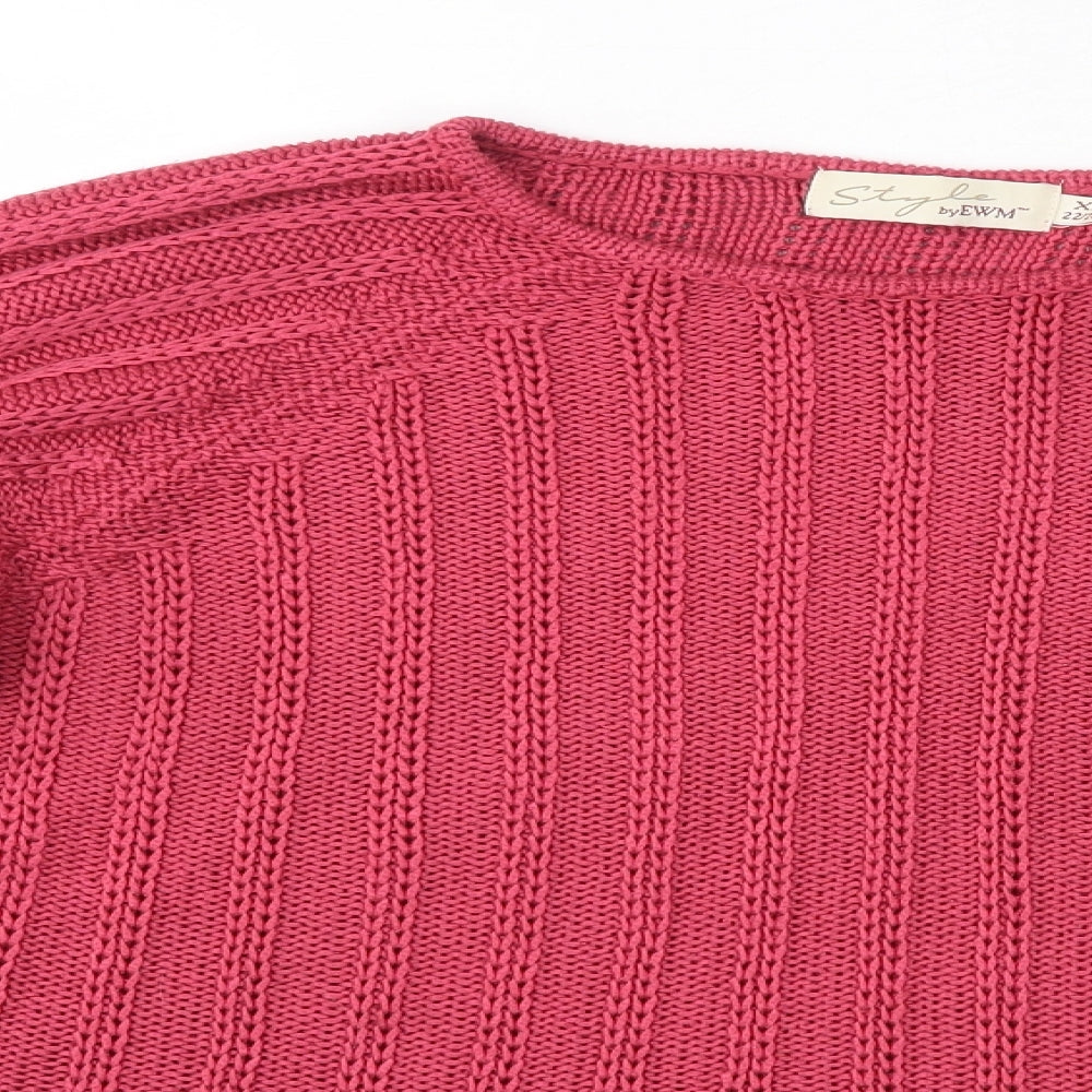 EWM Womens Pink Round Neck  Acrylic Pullover Jumper Size XL