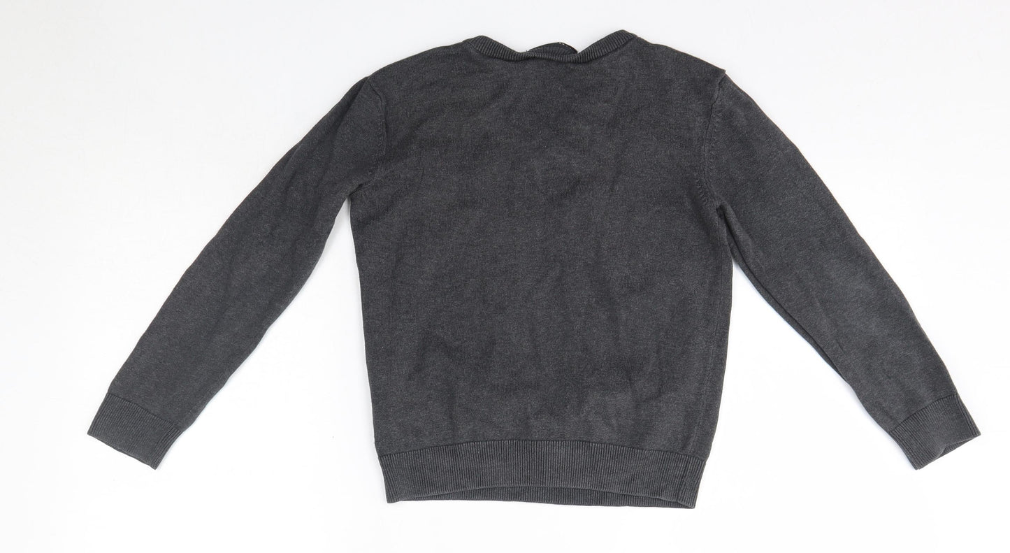 Debenhams Boys Grey V-Neck  100% Cotton Pullover Jumper Size 7-8 Years