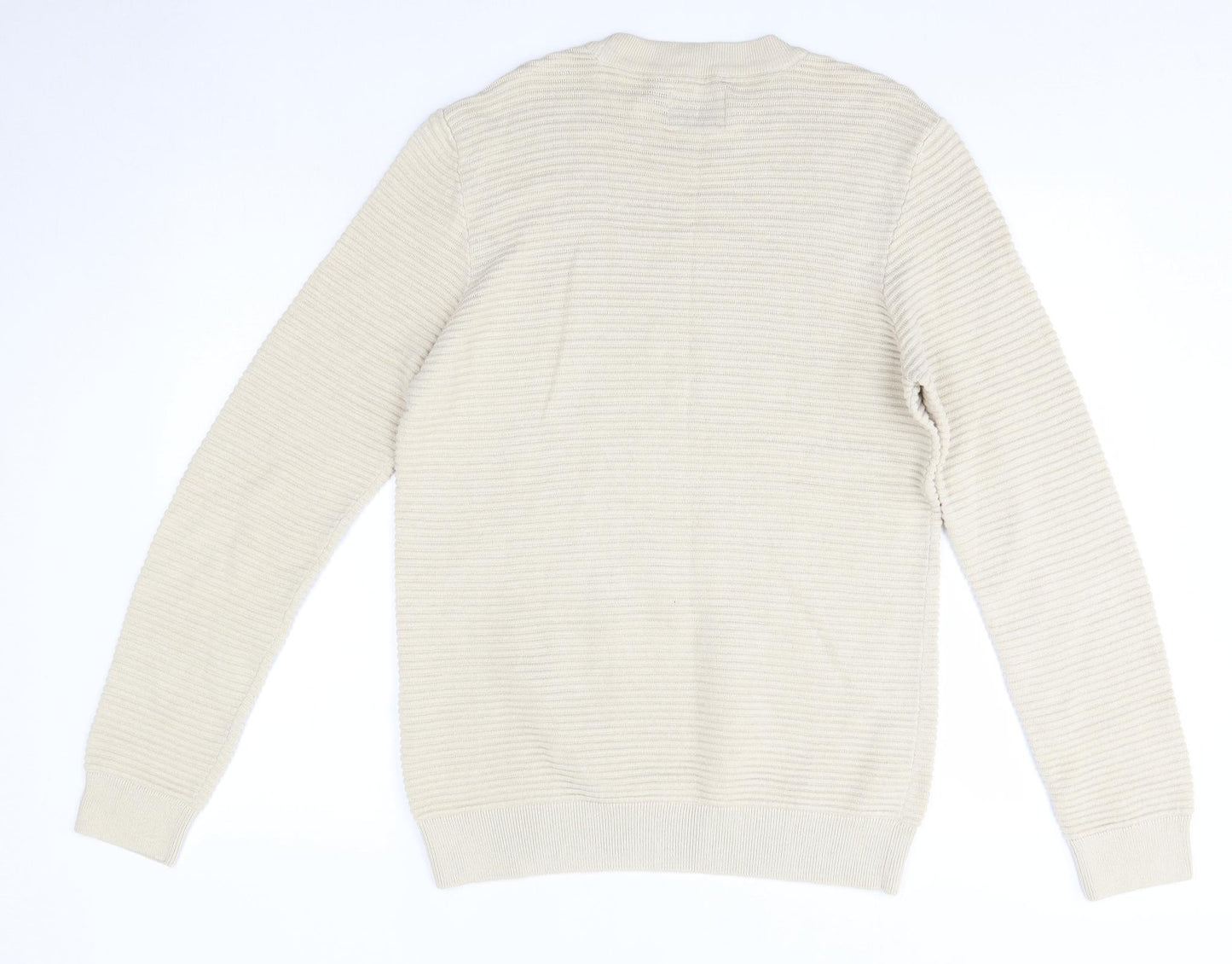 Topman Mens Beige Round Neck  Cotton Pullover Jumper Size M
