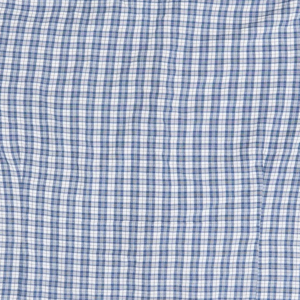 Bonmarché Womens Blue Check Viscose Basic Button-Up Size 22 Collared