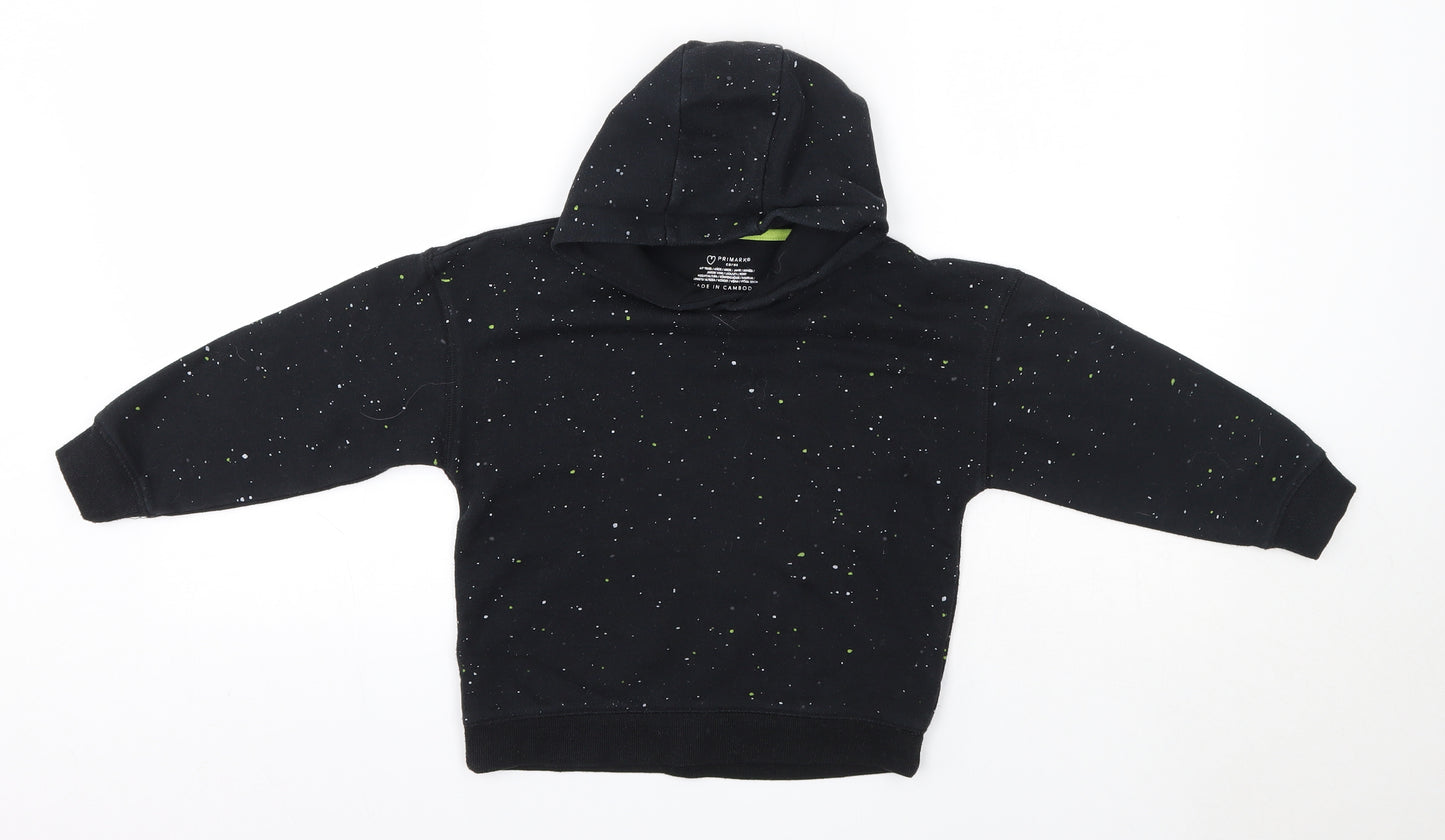 Primark Boys Black Polka Dot Cotton Pullover Hoodie Size 6-7 Years
