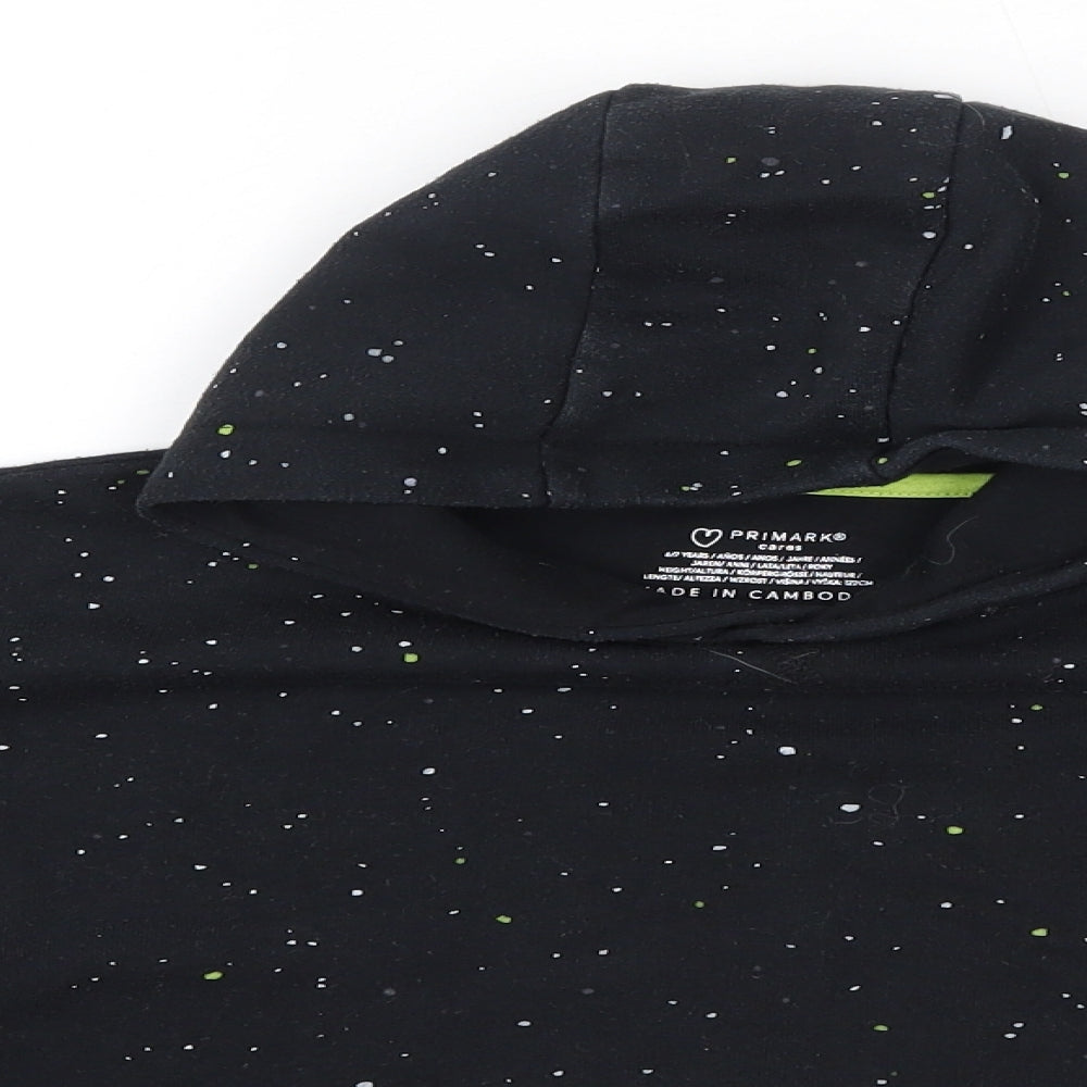 Primark Boys Black Polka Dot Cotton Pullover Hoodie Size 6-7 Years