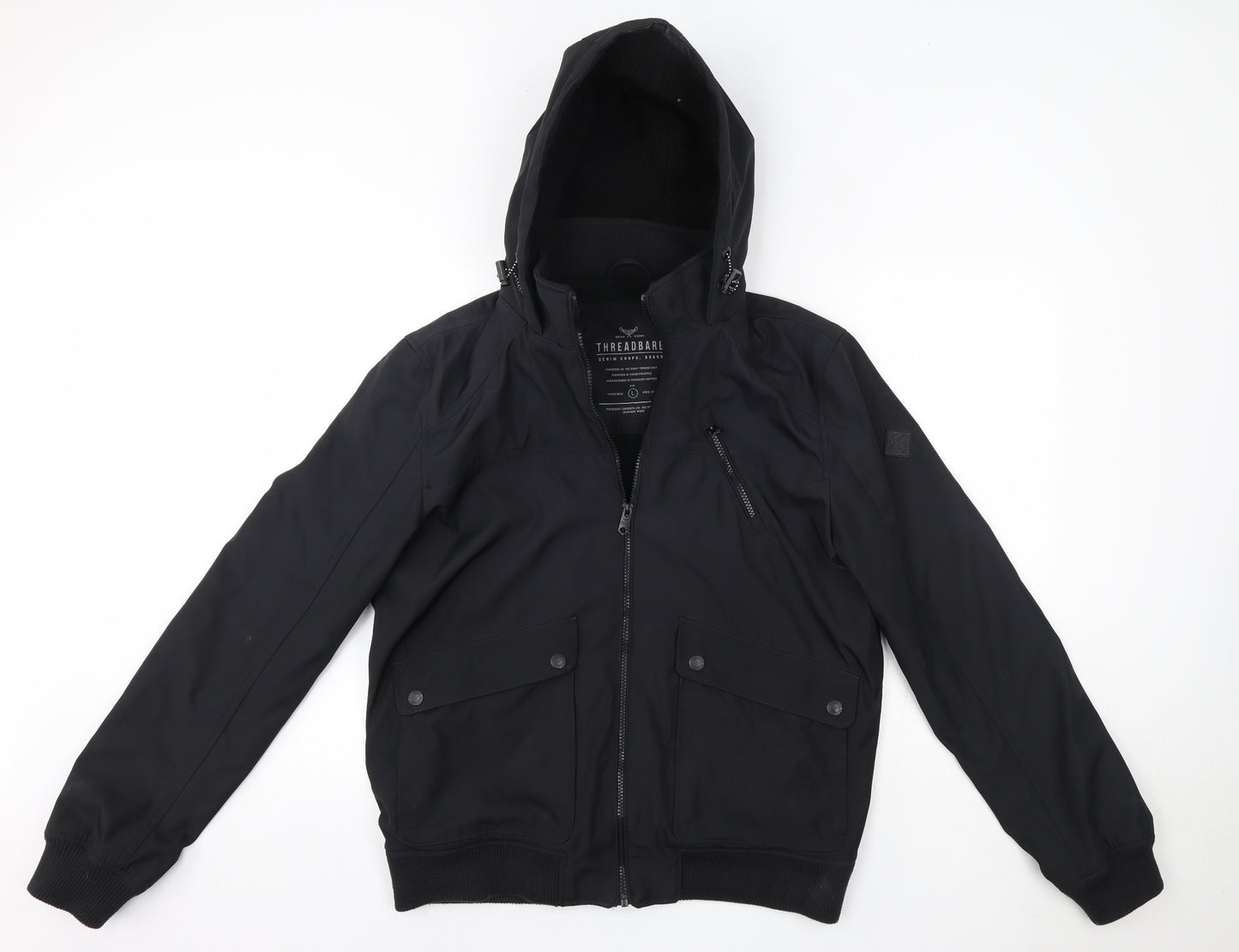 Threadbare Mens Black   Overcoat Coat Size L