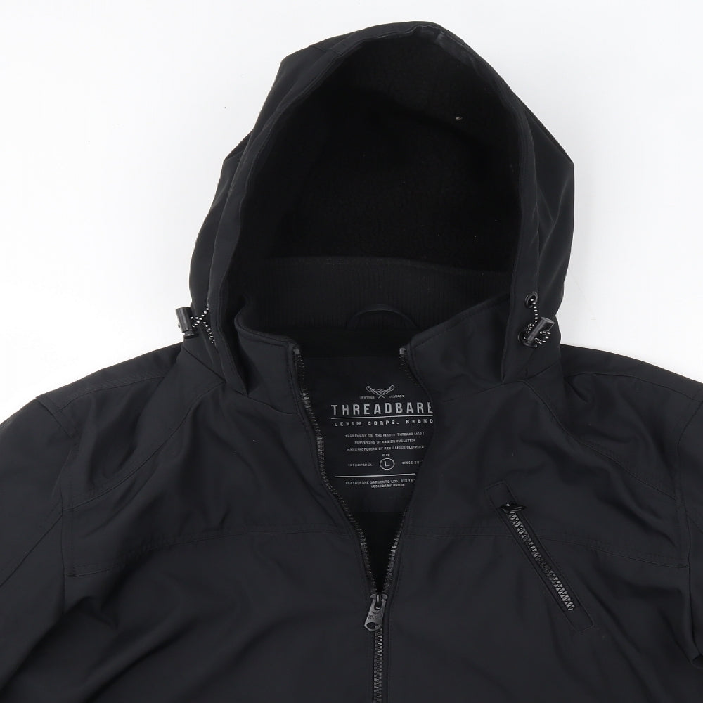 Threadbare Mens Black   Overcoat Coat Size L