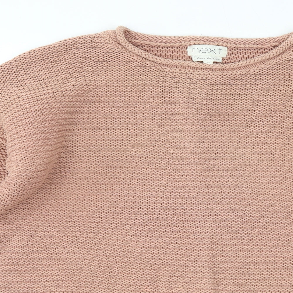 NEXT Womens Pink Round Neck  100% Cotton Pullover Jumper Size 18