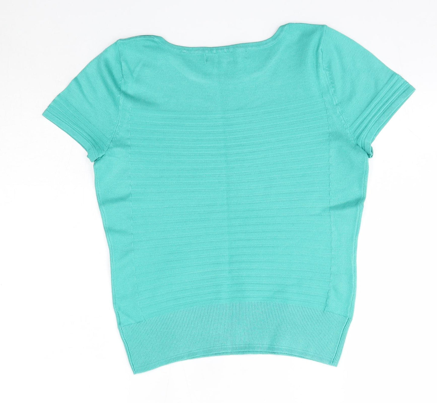 Principles Womens Green  Acrylic Basic Blouse Size 12 Round Neck