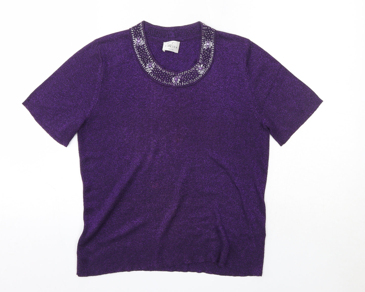 Eastex Womens Purple  Viscose Basic Blouse Size 10 Round Neck