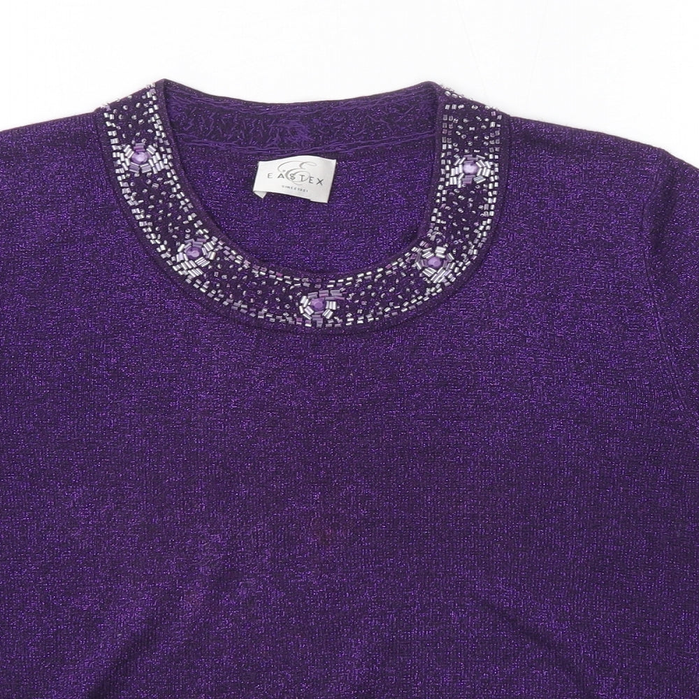 Eastex Womens Purple  Viscose Basic Blouse Size 10 Round Neck