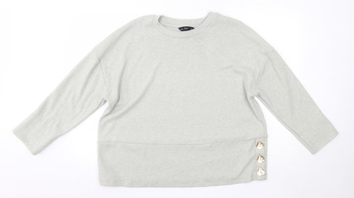 F&F Womens Grey Round Neck  Polyester Pullover Jumper Size 14