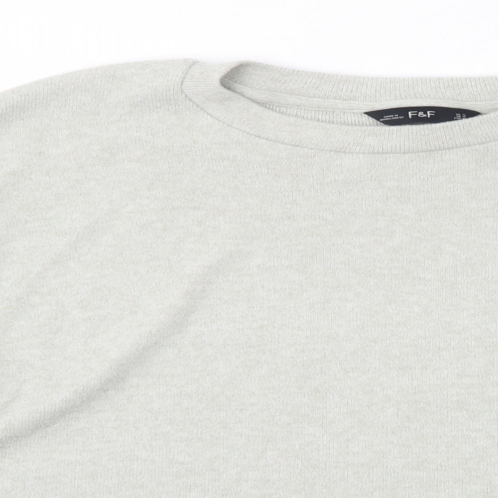 F&F Womens Grey Round Neck  Polyester Pullover Jumper Size 14