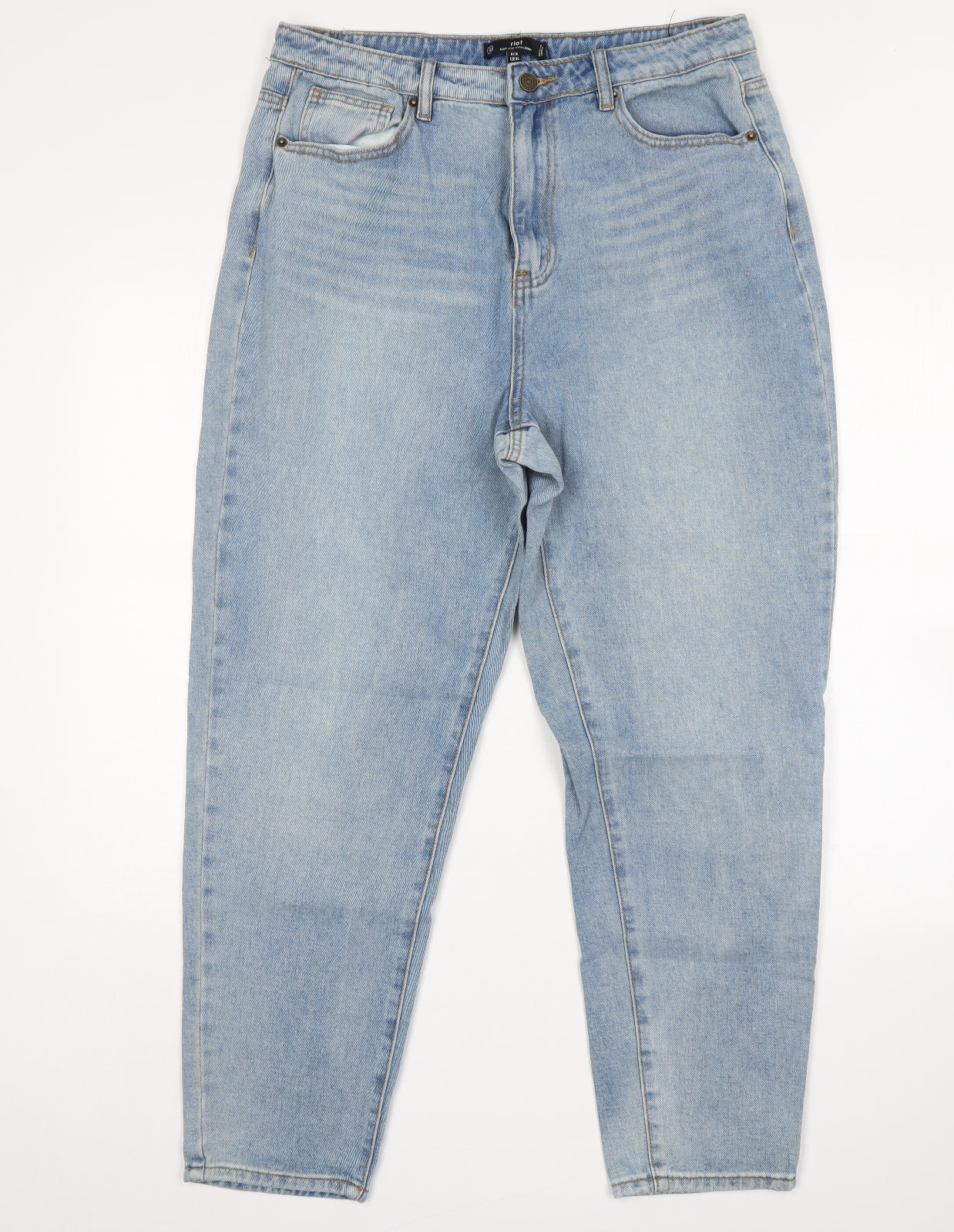 Missguided Womens Blue  Cotton Mom Jeans Size 16 L28 in Regular