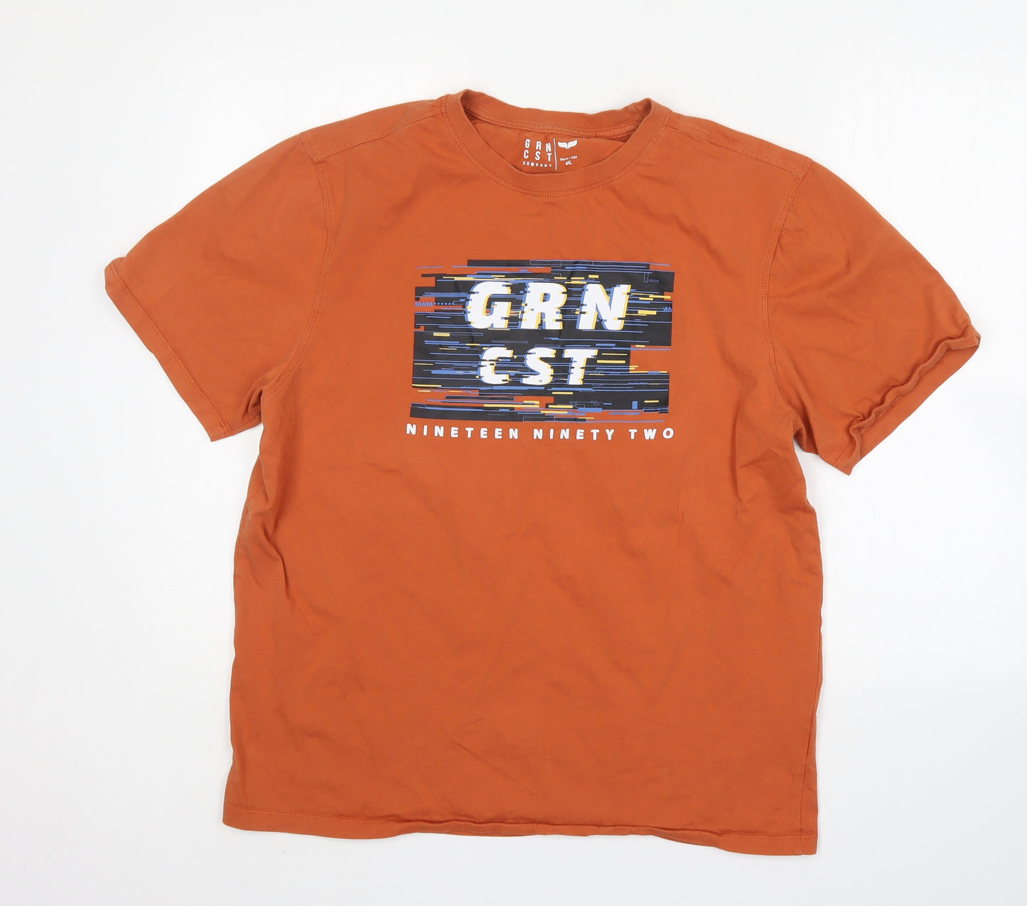 GRNCST Mens Brown  Cotton  T-Shirt Size L Round Neck