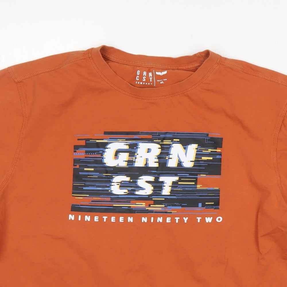 GRNCST Mens Brown  Cotton  T-Shirt Size L Round Neck