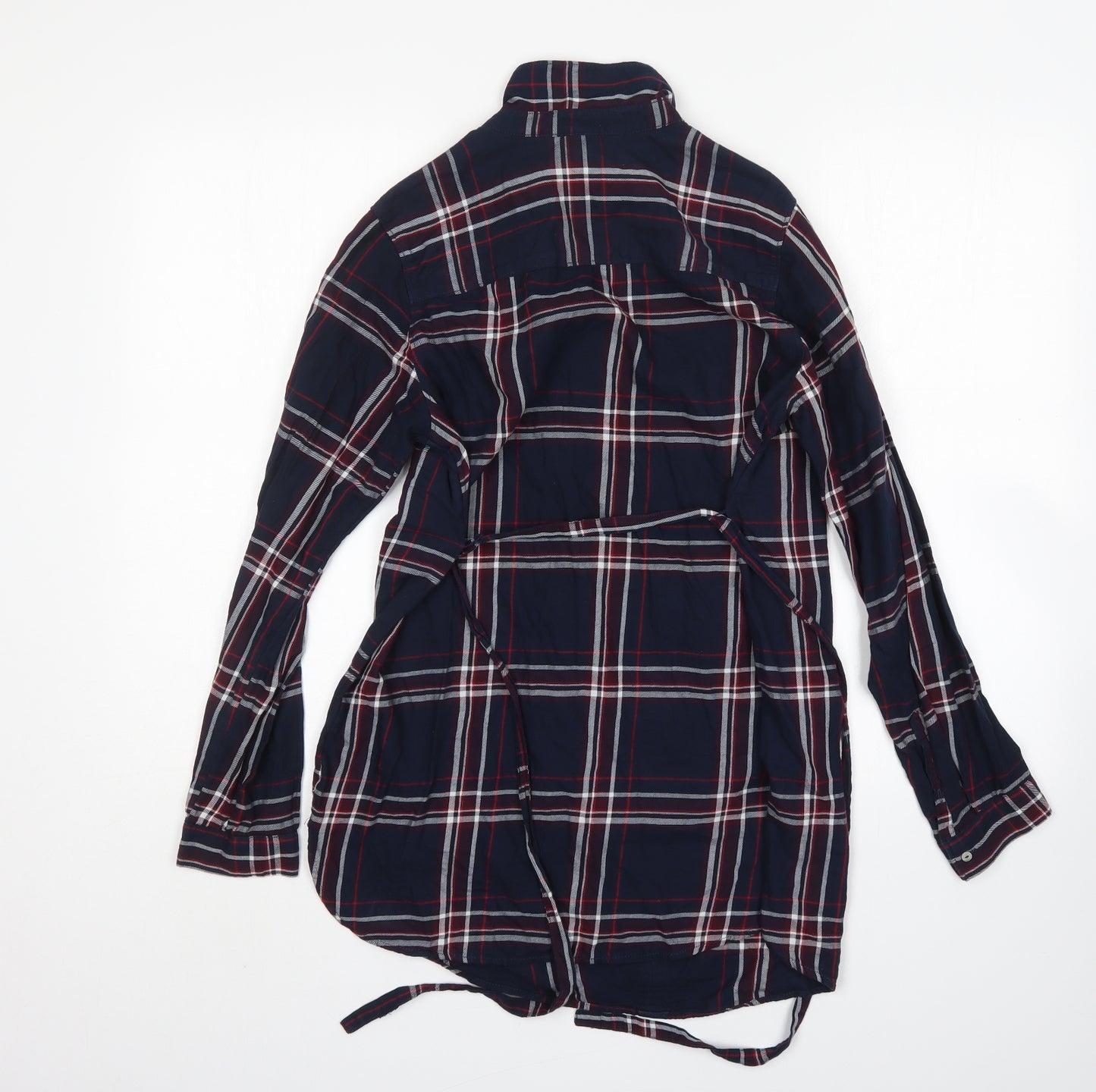 H&M Womens Multicoloured Plaid Cotton Basic Button-Up Size S Collared