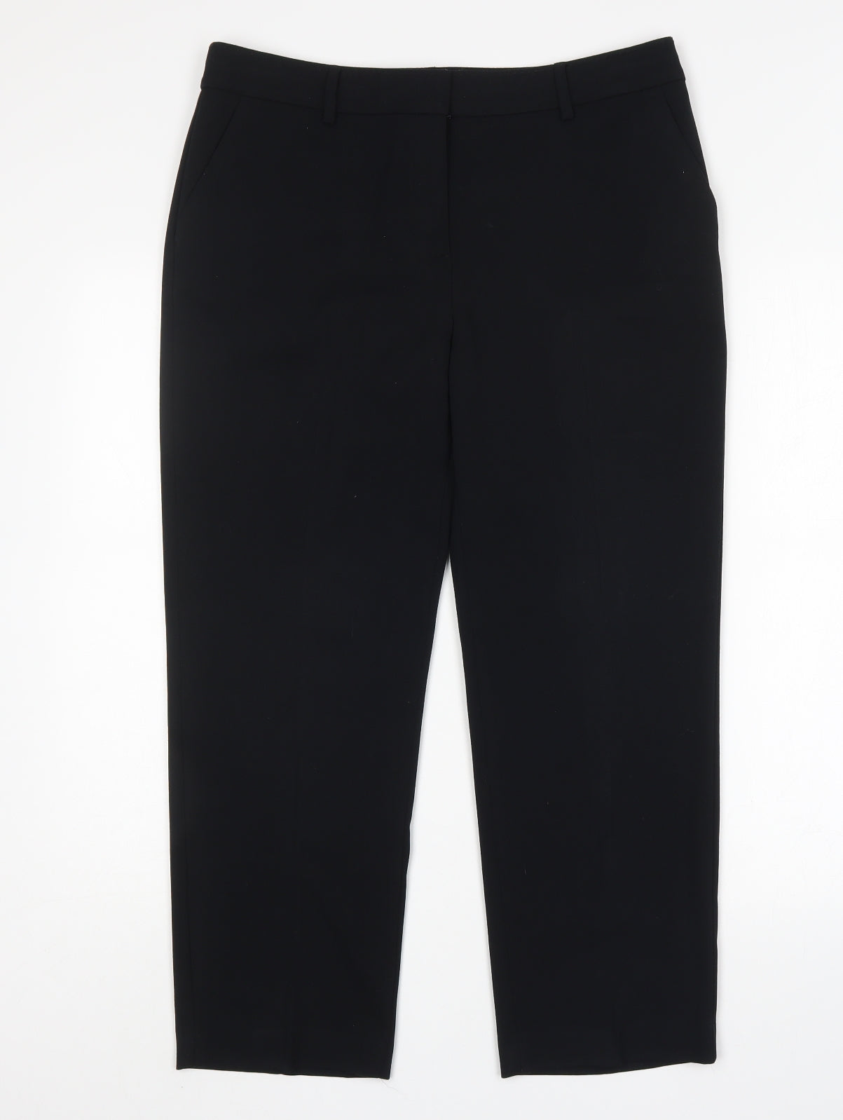 M&S Womens Black  Polyester Trousers  Size 12 L27 in Regular