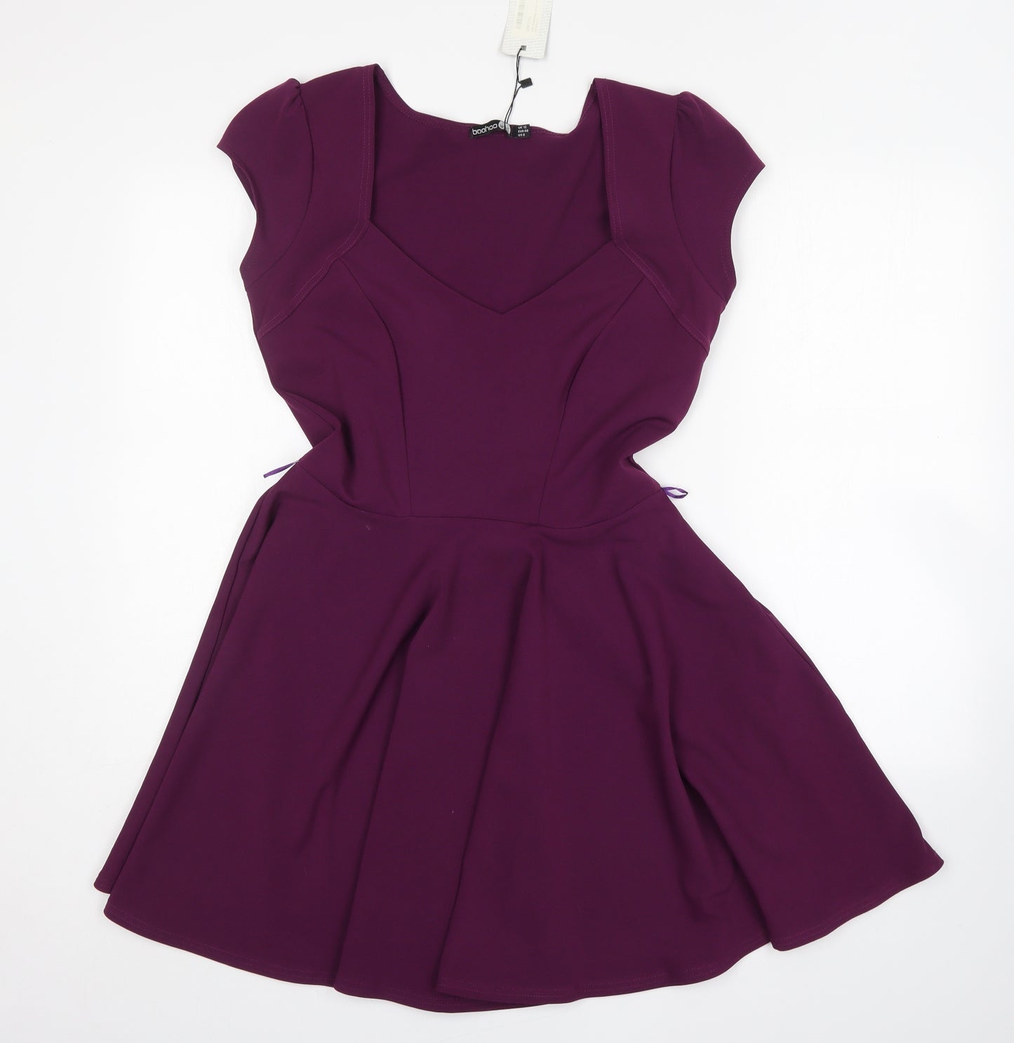 Boohoo Womens Purple  Polyester Fit & Flare  Size 12  V-Neck