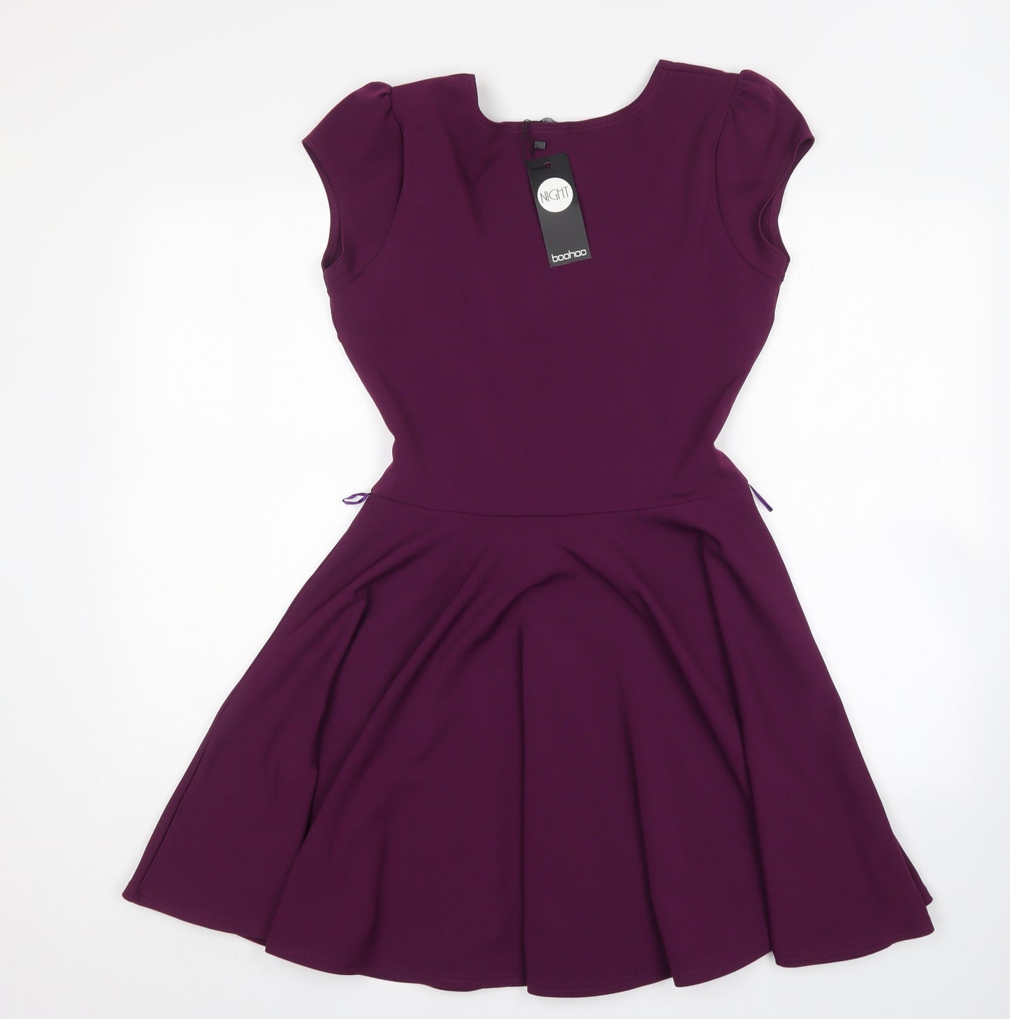 Boohoo Womens Purple  Polyester Fit & Flare  Size 12  V-Neck
