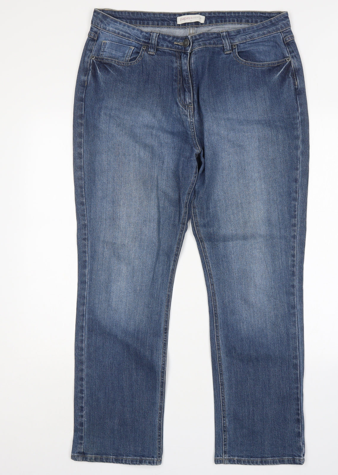 Papaya Womens Blue  Cotton Straight Jeans Size 16 L29 in Regular