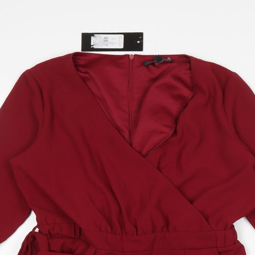 Cameo Rose Womens Red  Polyester Basic Blouse Size 12 V-Neck