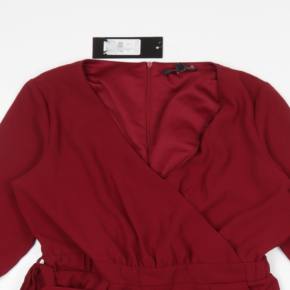 Cameo Rose Womens Red  Polyester Basic Blouse Size 12 V-Neck