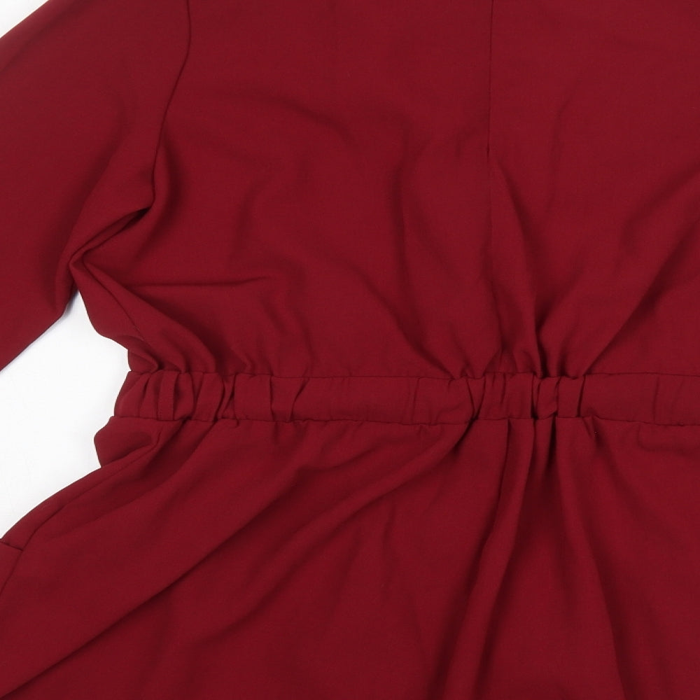 Cameo Rose Womens Red  Polyester Basic Blouse Size 12 V-Neck
