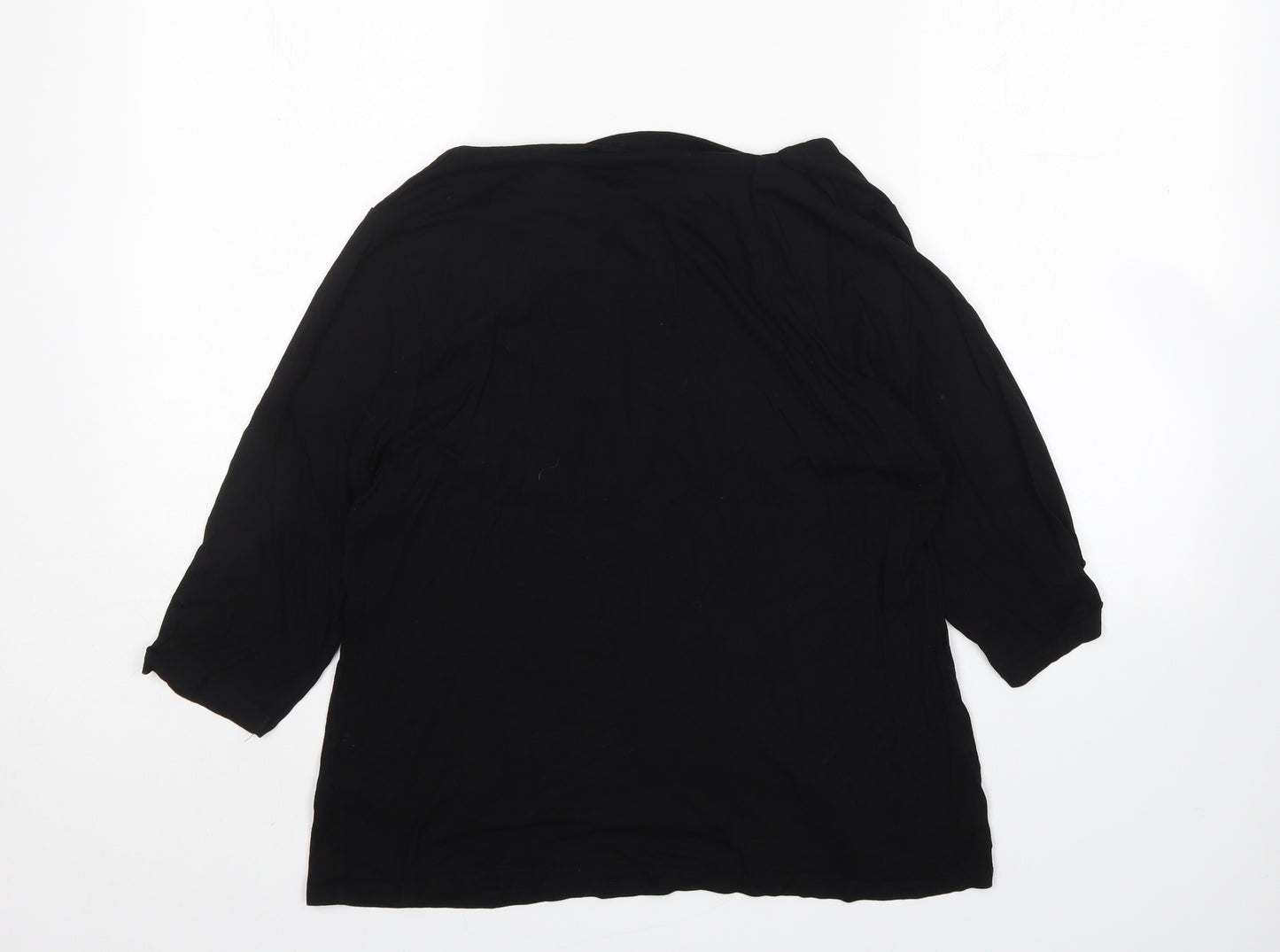 M&S Womens Black  Viscose Basic T-Shirt Size 20 Square Neck