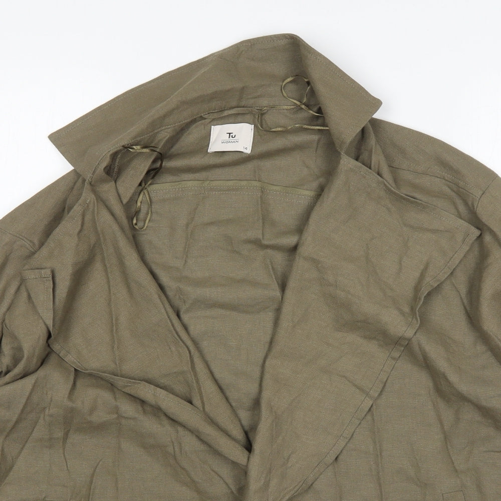 TU Womens Green  Linen Jacket Blazer Size 14